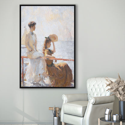 Summer Day Vintage Art Print Antique Art, Framed Canvas Print Wall Art, Floating Frame