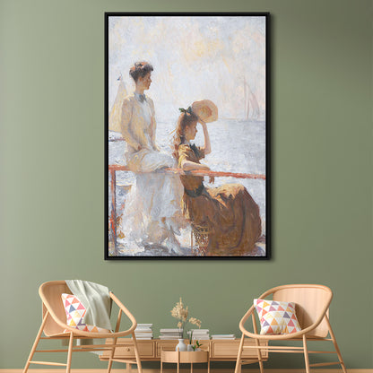 Summer Day Vintage Art Print Antique Art, Framed Canvas Print Wall Art, Floating Frame