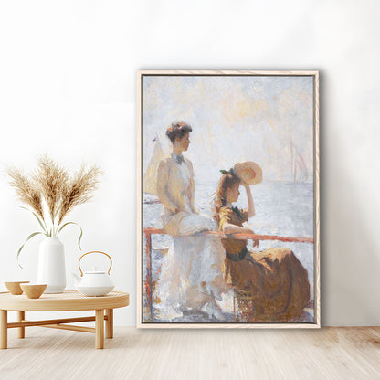 Summer Day Vintage Art Print Antique Art, Framed Canvas Print Wall Art, Floating Frame