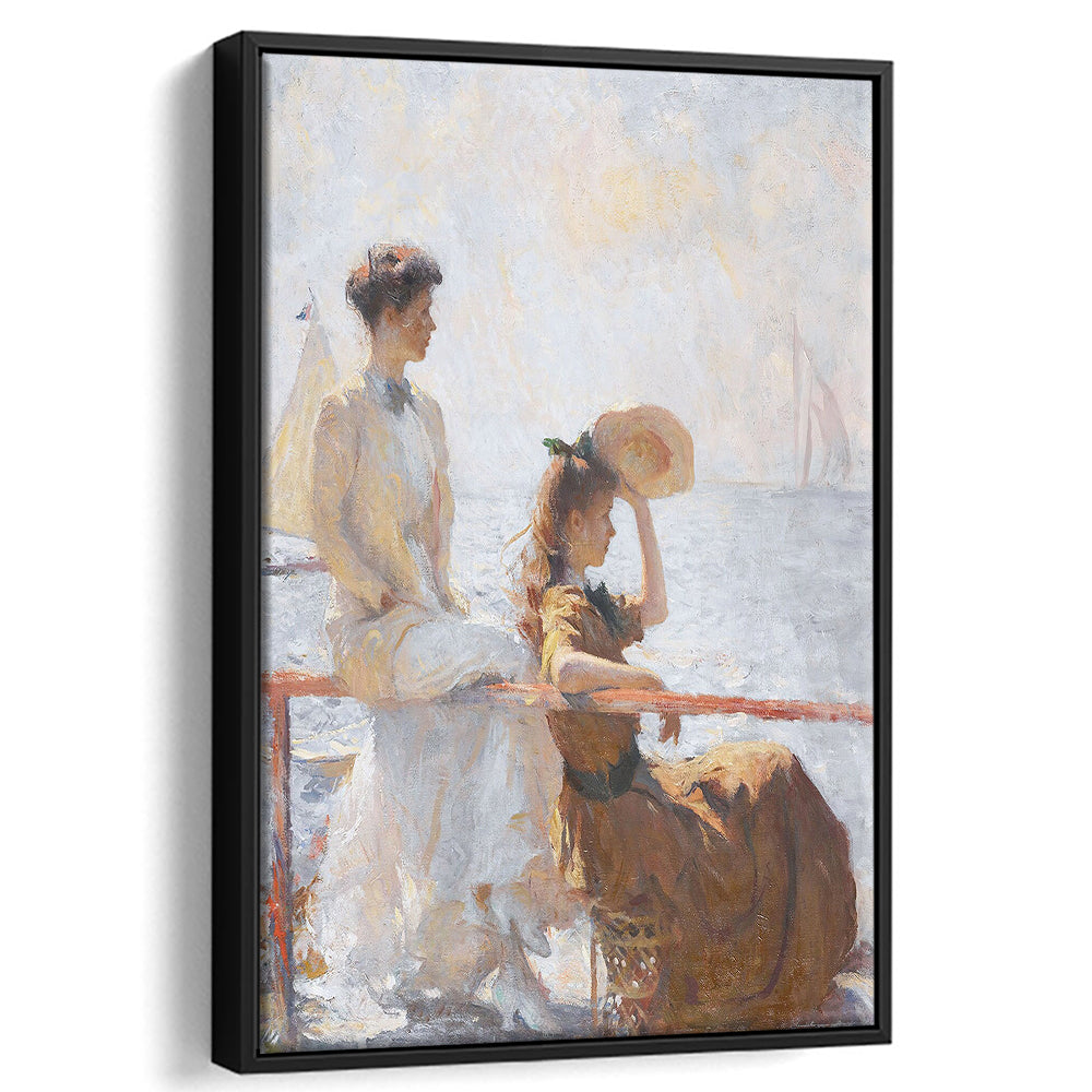 Summer Day Vintage Art Print Antique Art, Framed Canvas Print Wall Art, Floating Frame