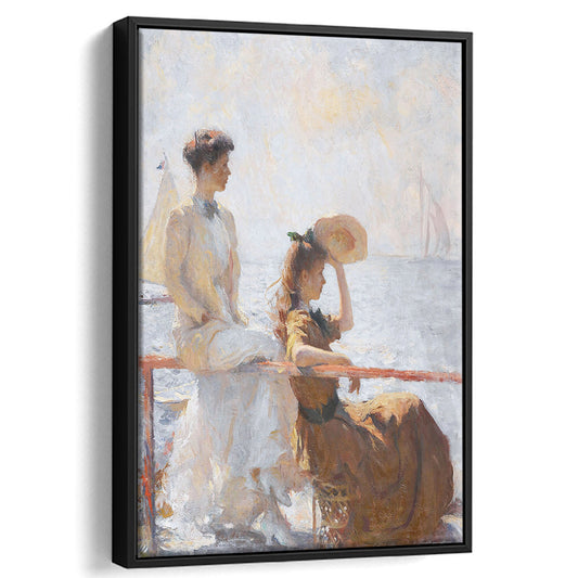 Summer Day Vintage Art Print Antique Art, Framed Canvas Print Wall Art, Floating Frame