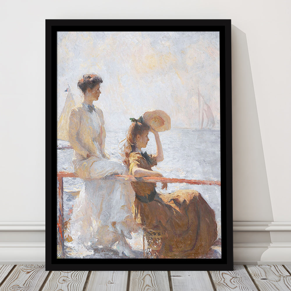Summer Day Vintage Art Print Antique Art, Framed Canvas Print Wall Art, Floating Frame