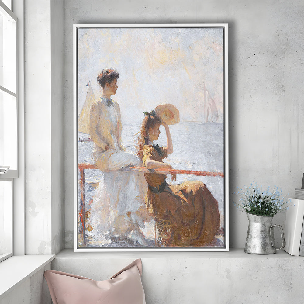 Summer Day Vintage Art Print Antique Art, Framed Canvas Print Wall Art, Floating Frame