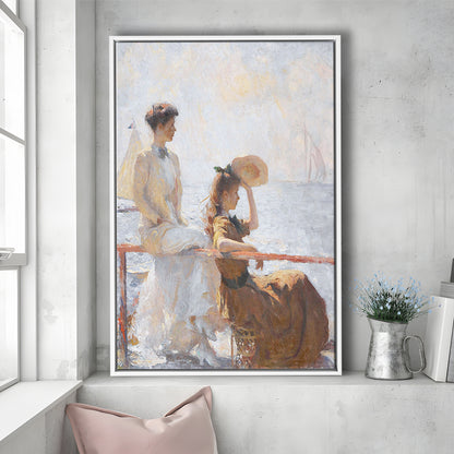 Summer Day Vintage Art Print Antique Art, Framed Canvas Print Wall Art, Floating Frame
