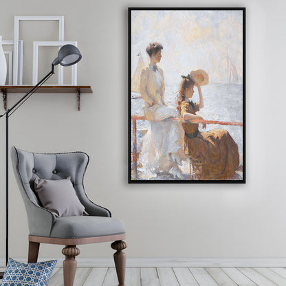 Summer Day Vintage Art Print Antique Art, Framed Canvas Print Wall Art, Floating Frame