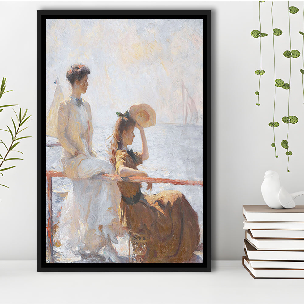 Summer Day Vintage Art Print Antique Art, Framed Canvas Print Wall Art, Floating Frame