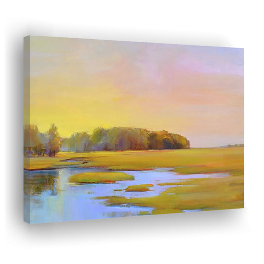 Summer Marsh II Large Stretched Canvas Floating Frame Wall Art Print, Cavas Print Wall Art Hom Decor
