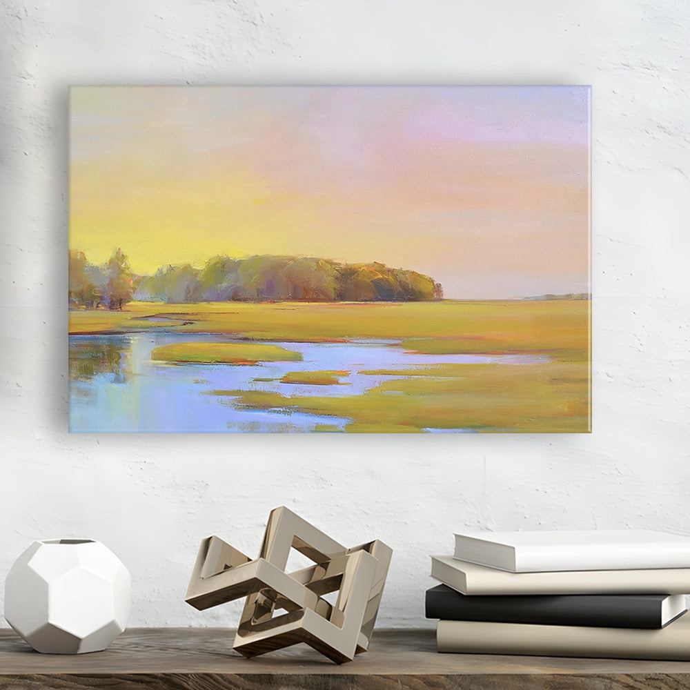 Summer Marsh II Large Stretched Canvas Floating Frame Wall Art Print, Cavas Print Wall Art Hom Decor