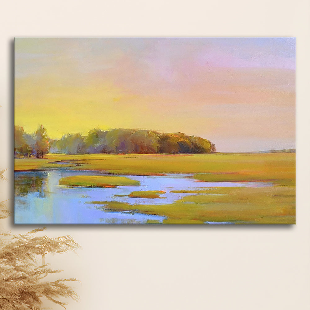 Summer Marsh II Large Stretched Canvas Floating Frame Wall Art Print, Cavas Print Wall Art Hom Decor