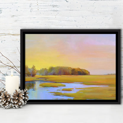 Summer Marsh Ii Large Stretched Canvas Floating Frame Wall Art Print, Framed Cavas Print, Floating Frame