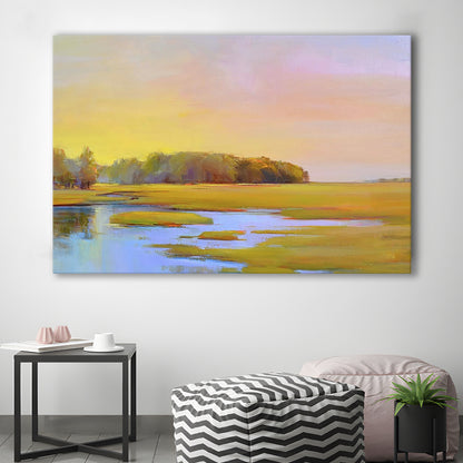 Summer Marsh II Large Stretched Canvas Floating Frame Wall Art Print, Cavas Print Wall Art Hom Decor