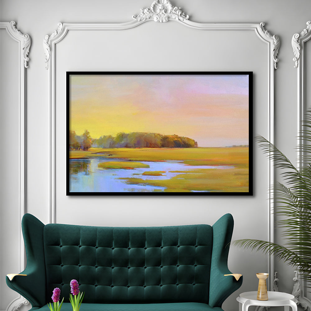 Summer Marsh Ii LargeArt Prints Floating Frame Wall Art Print, Framed Art Print, Picture Framed