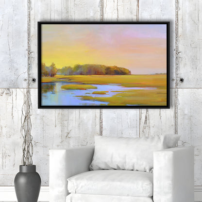 Summer Marsh Ii Large Stretched Canvas Floating Frame Wall Art Print, Framed Cavas Print, Floating Frame
