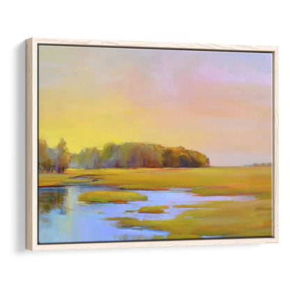 Summer Marsh Ii Large Stretched Canvas Floating Frame Wall Art Print, Framed Cavas Print, Floating Frame