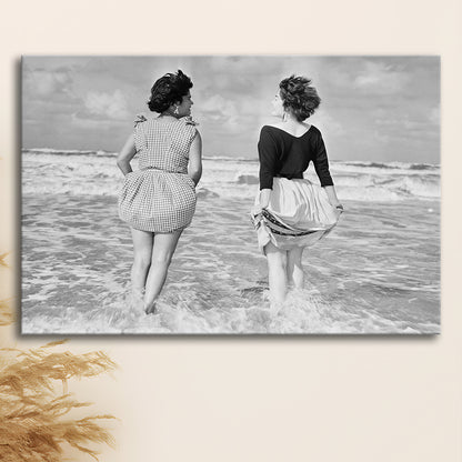 Summer at the Beach Black and White Art Coastal Wall Art, Canvas Print Wall Art Decor