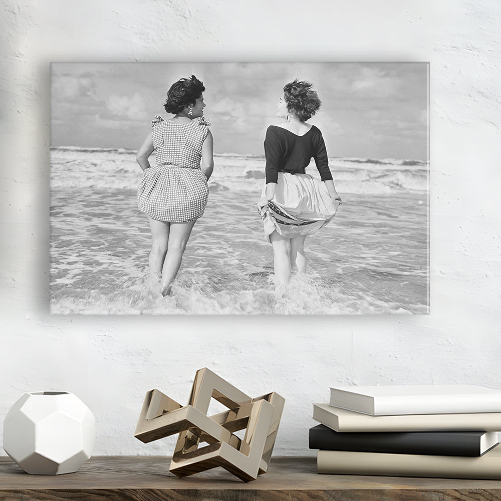 Summer at the Beach Black and White Art Coastal Wall Art, Canvas Print Wall Art Decor