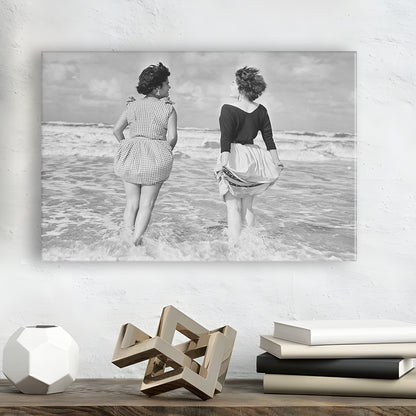 Summer at the Beach Black and White Art Coastal Wall Art, Canvas Print Wall Art Decor