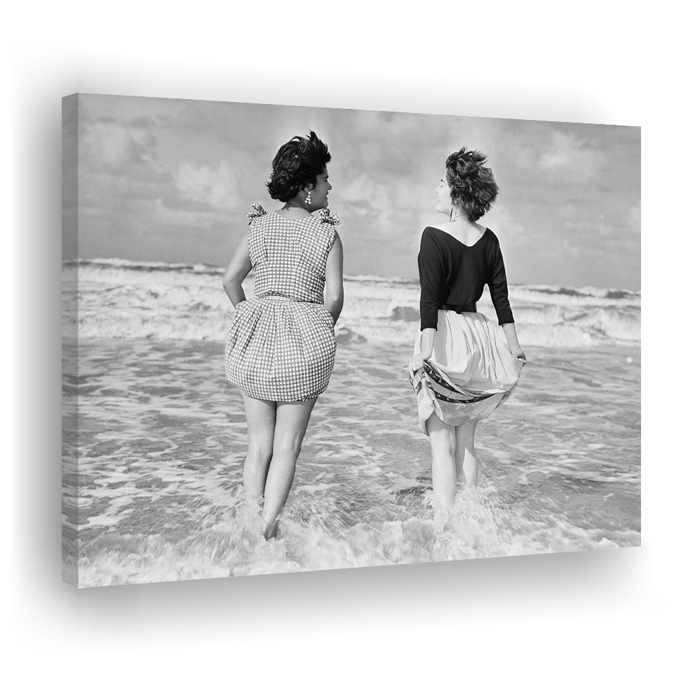 Summer at the Beach Black and White Art Coastal Wall Art, Canvas Print Wall Art Decor