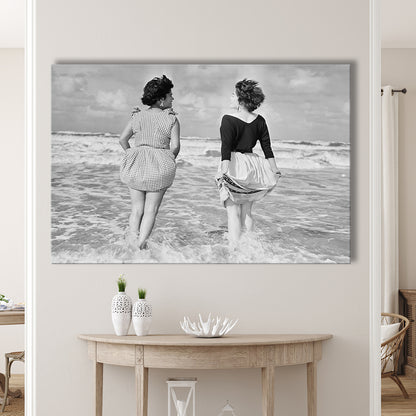Summer at the Beach Black and White Art Coastal Wall Art, Canvas Print Wall Art Decor