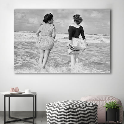 Summer at the Beach Black and White Art Coastal Wall Art, Canvas Print Wall Art Decor