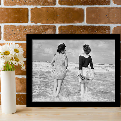 Summer at the Beach Black and White Art Coastal Wall Art, Framed Art Print Wall Decor