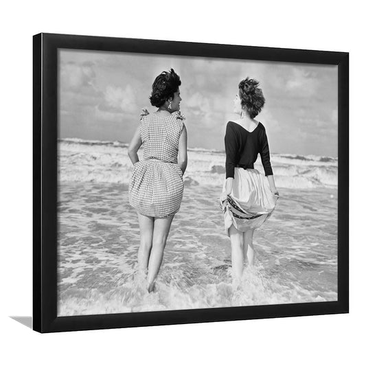 Summer at the Beach Black and White Art Coastal Wall Art, Framed Art Print Wall Decor