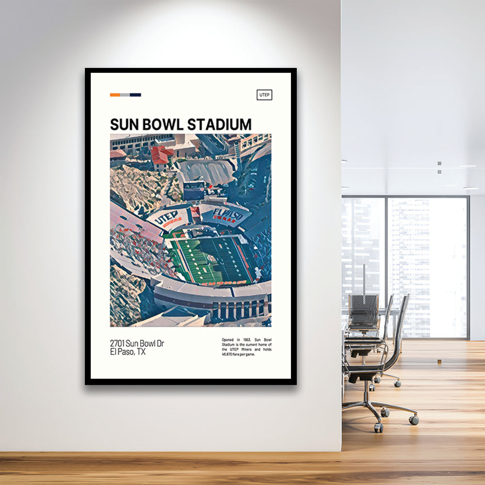 Sun Bowl Stadium Print, UTEP Miners Stadium Art, Gifts for him, Sport Art, Framed Art Print Wall Decor