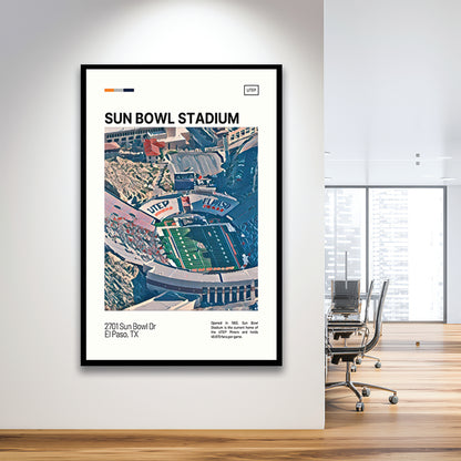 Sun Bowl Stadium Print, UTEP Miners Stadium Art, Gifts for him, Sport Art, Framed Art Print Wall Decor