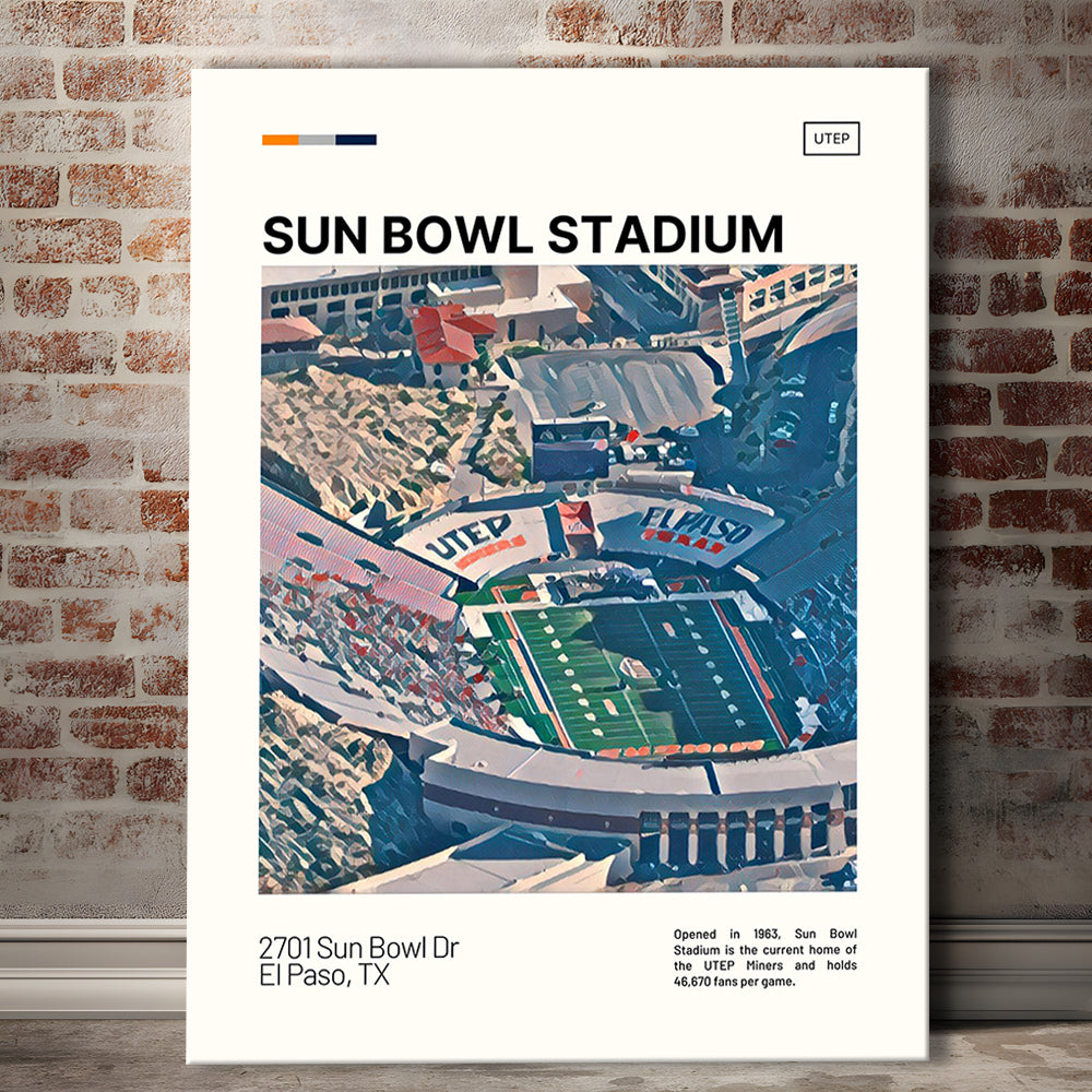Sun Bowl Stadium Print, UTEP Miners Stadium Canvas Art, Fan Gifts, Sport Art, Canvas Print Wall Art