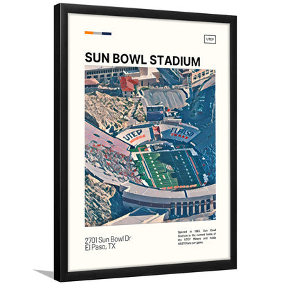 Sun Bowl Stadium Print, UTEP Miners Stadium Art, Gifts for him, Sport Art, Framed Art Print Wall Decor