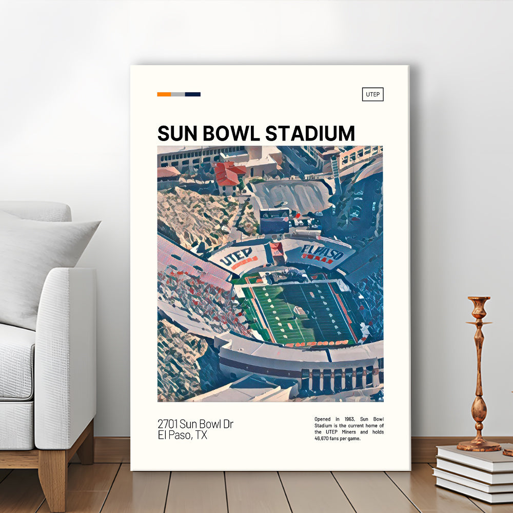 Sun Bowl Stadium Print, UTEP Miners Stadium Canvas Art, Fan Gifts, Sport Art, Canvas Print Wall Art