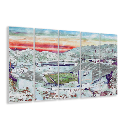 Sun Bowl Painting Stadium Watercolor, El Paso Texas Watercolor, Sport Art, Extra Large Canvas Print Wall Art