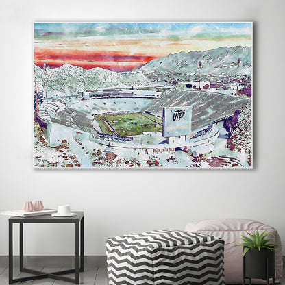 Sun Bowl Painting Stadium Watercolor, El Paso Texas Watercolor, Sport Art, Gifts for him, Canvas Print Wall Art
