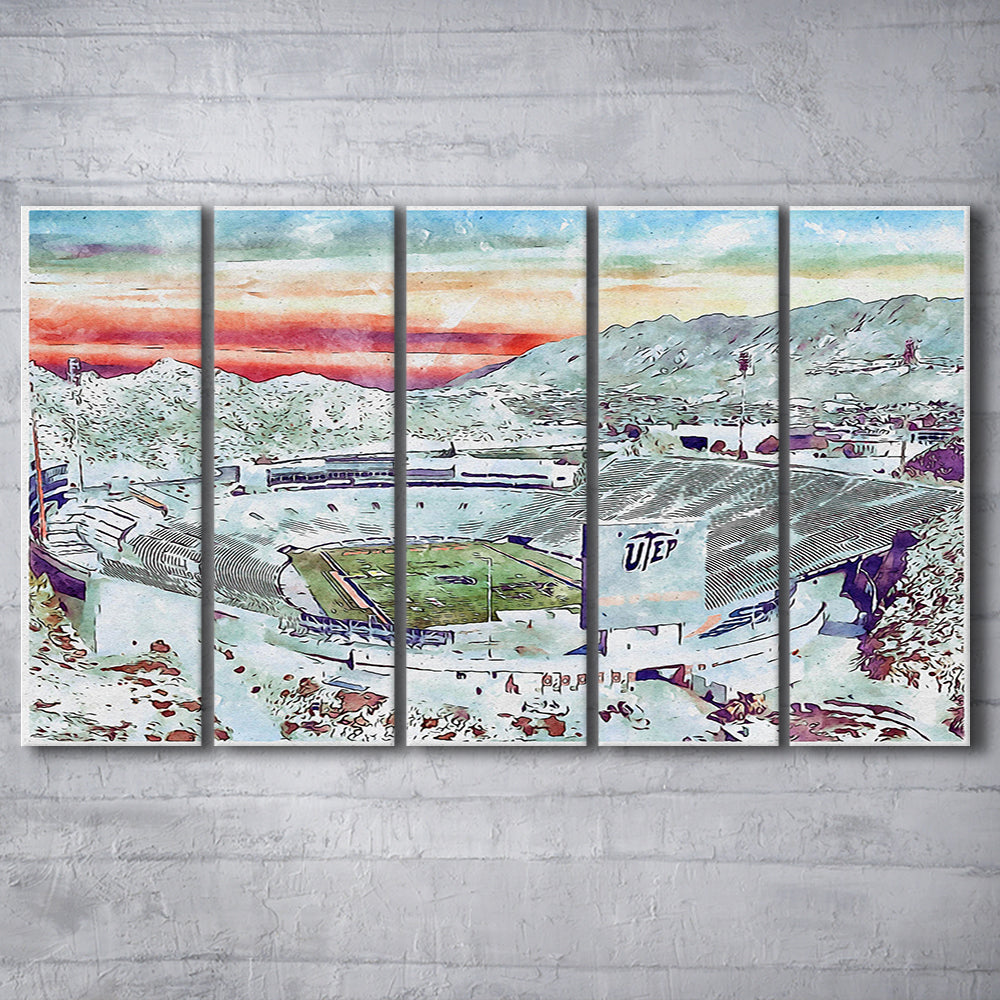 Sun Bowl Painting Stadium Watercolor, El Paso Texas Watercolor, Sport Art, Extra Large Canvas Print Wall Art