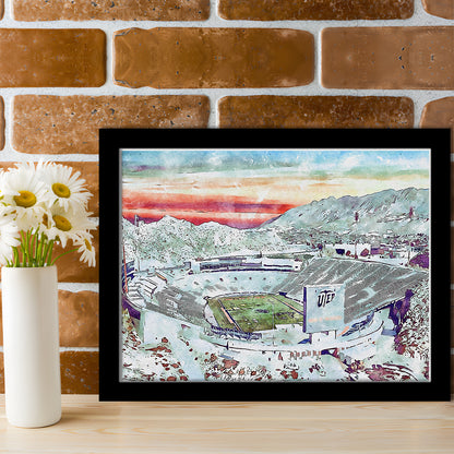 Sun Bowl Painting Stadium Watercolor, El Paso Texas Watercolor, Sport Gift Art, Framed Art Print Wall Decor