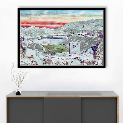 Sun Bowl Painting Stadium Watercolor, El Paso Texas Watercolor, Sport Gift Art, Framed Art Print Wall Decor
