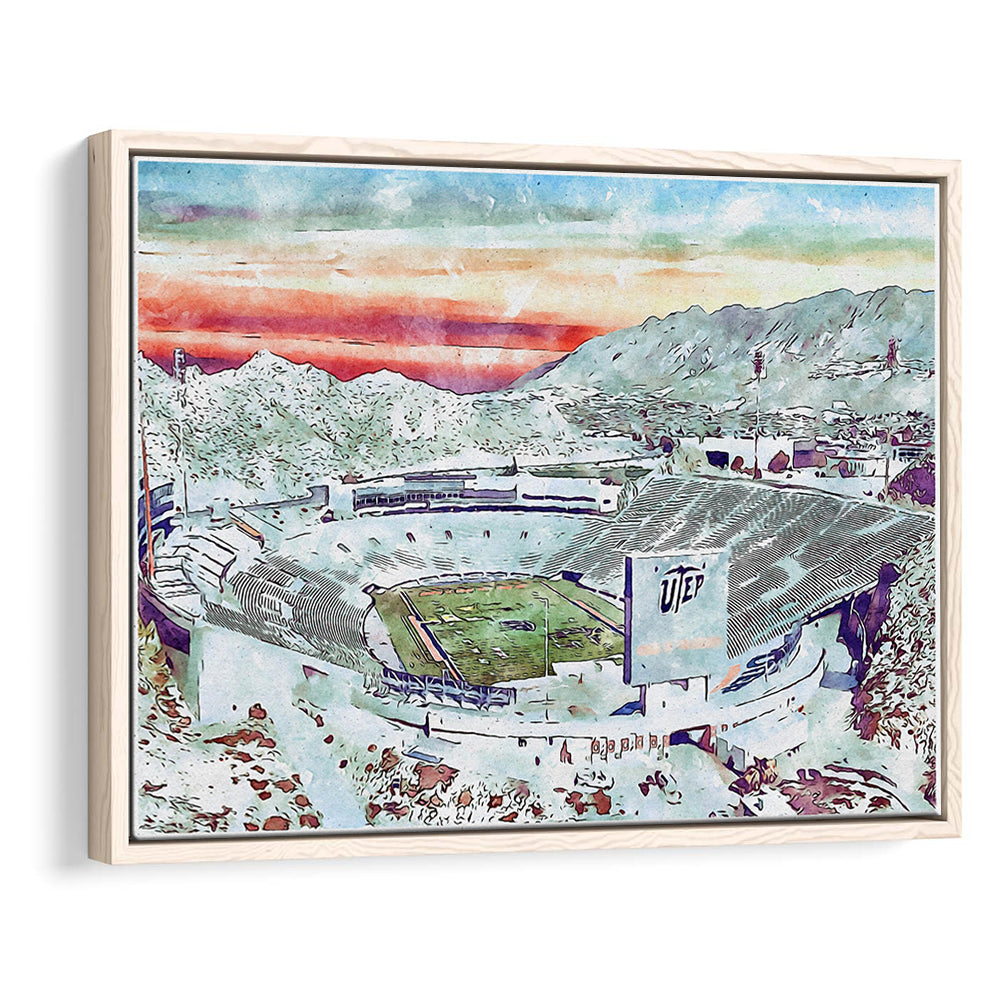 Sun Bowl Painting Stadium Watercolor, El Paso Texas Watercolor, Sport Gift Art, Framed Canvas Print Wall Art