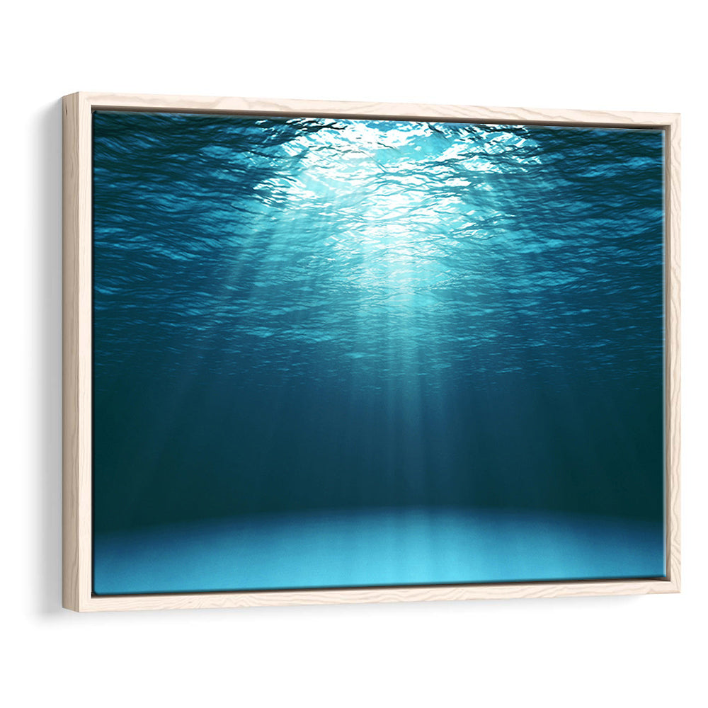 Sun Rays Under Water Canvas Set, Underwater Canvas Print, Underwater Wall Art, Framed Cavas Print, Floating Frame