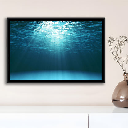 Sun Rays Under Water Canvas Set, Underwater Canvas Print, Underwater Wall Art, Framed Cavas Print, Floating Frame