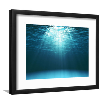 Sun Rays Under Water Set, Underwater Art Print, Underwater Wall Art, Framed Art Print White Border