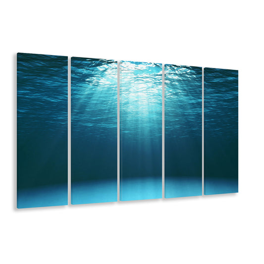 Sun Rays Under Water Canvas Set, Underwater Canvas Print, Underwater Wall Art, 5 Piece B Extra Large Cavas Print Wall Art