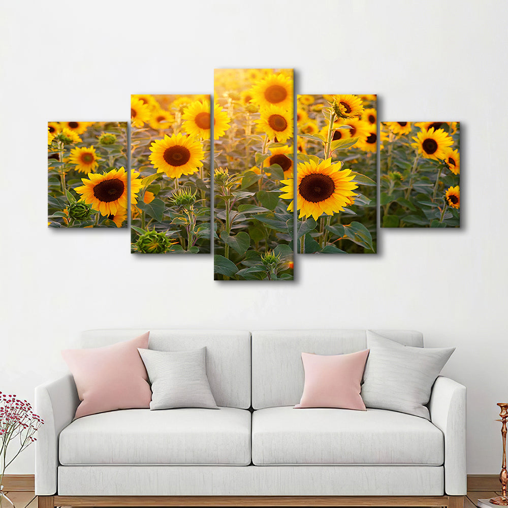 Sunflower Wall Art, Sunflower Wall Decor, Sunflower Canvas Sunflower Decor Sunflower, 5 Piece Large Cavas Print Wall Art