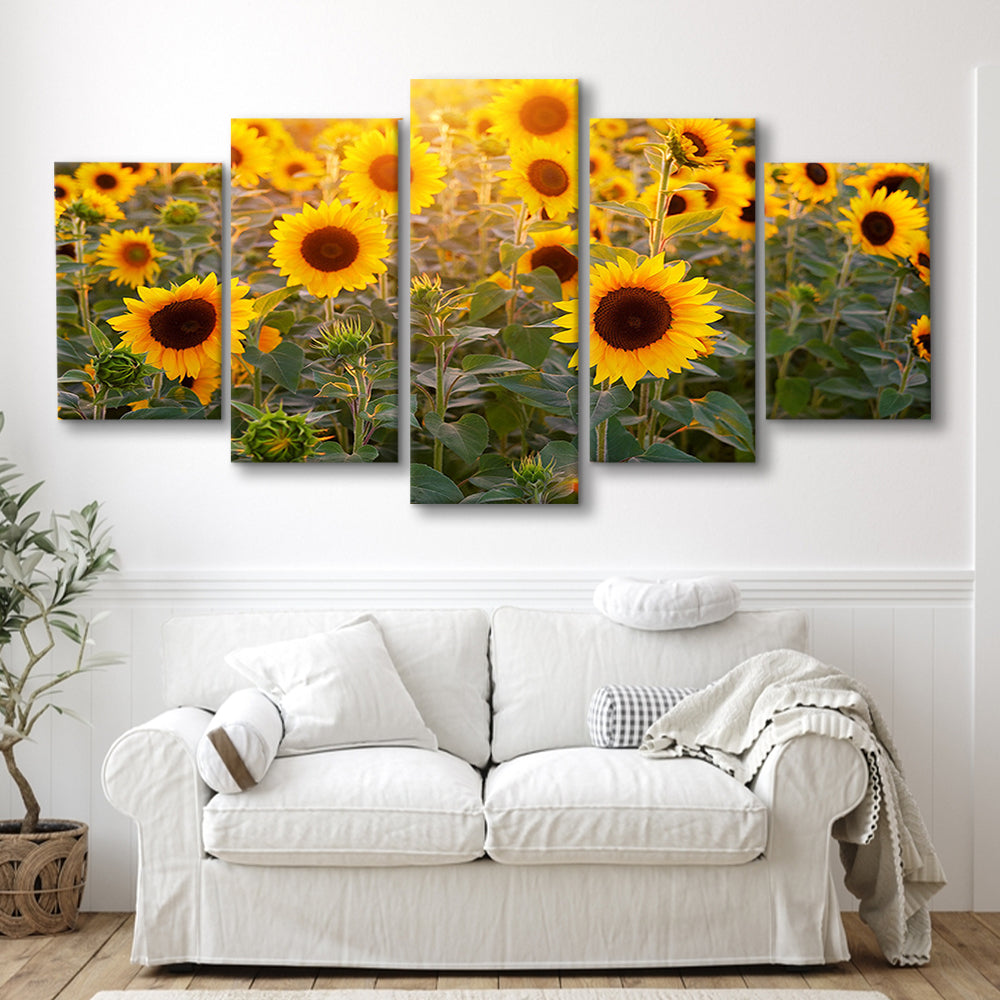 Sunflower Wall Art, Sunflower Wall Decor, Sunflower Canvas Sunflower Decor Sunflower, 5 Piece Large Cavas Print Wall Art