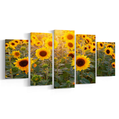 Sunflower Wall Art, Sunflower Wall Decor, Sunflower Canvas Sunflower Decor Sunflower, 5 Piece Large Cavas Print Wall Art