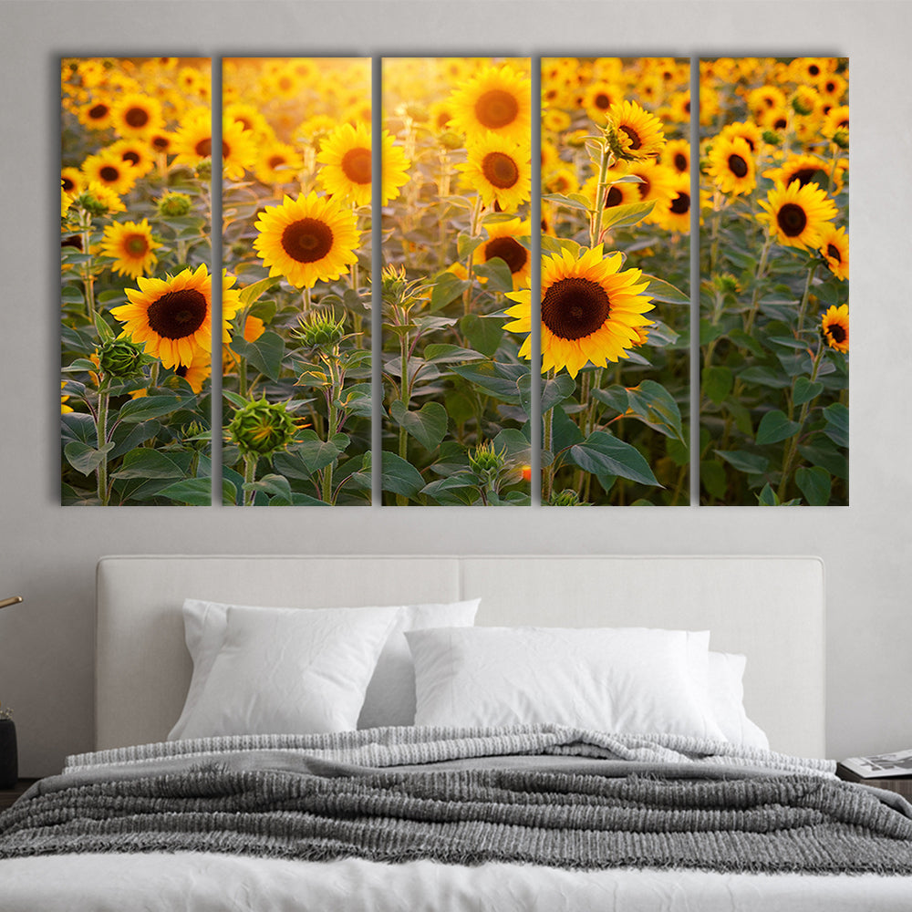 Sunflower Wall Art, Sunflower Wall Decor, Sunflower Canvas, 5 Piece B Extra Large Cavas Print Wall Art Decor