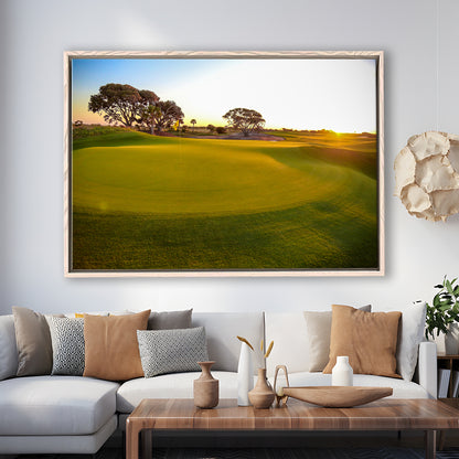 Sunrise On The Golf Course, Floating Framed Canvas Print Wall Art