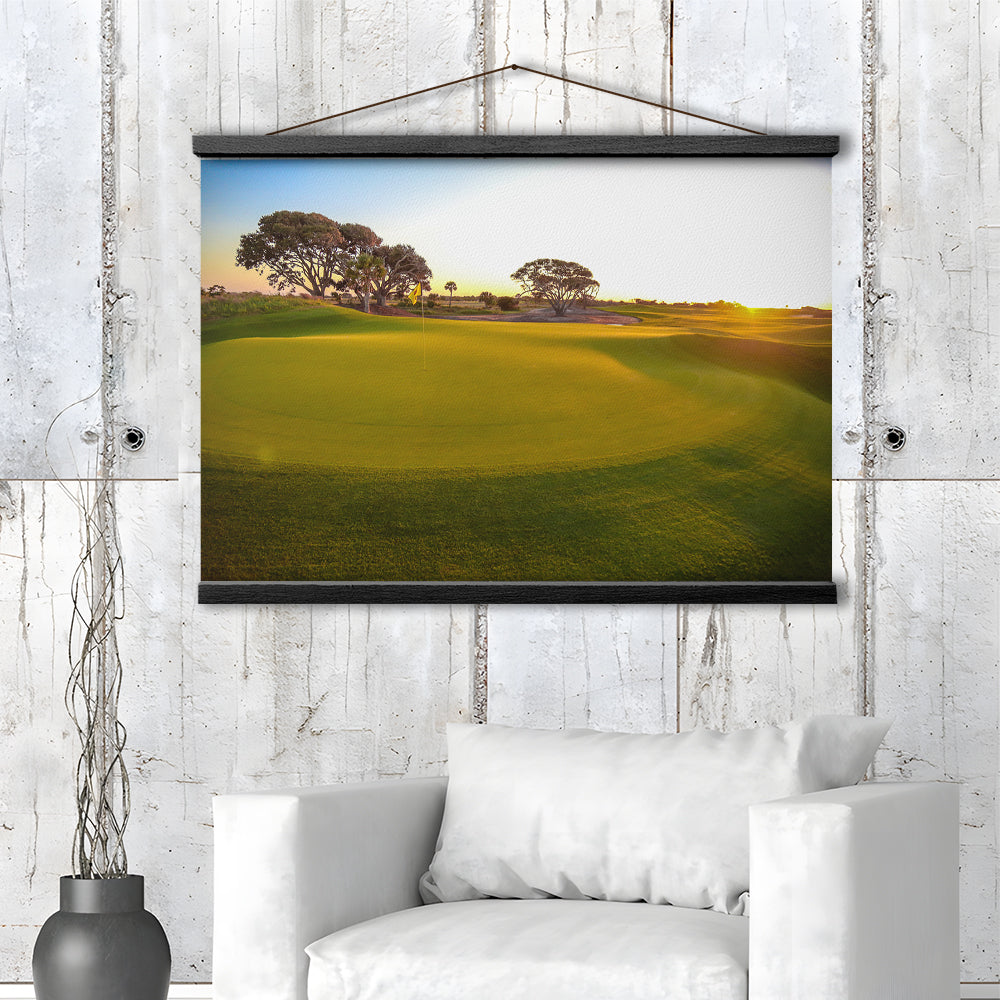 Sunrise On The Golf Course, Golf Art Print, Hanging Canvas Print Wall Art