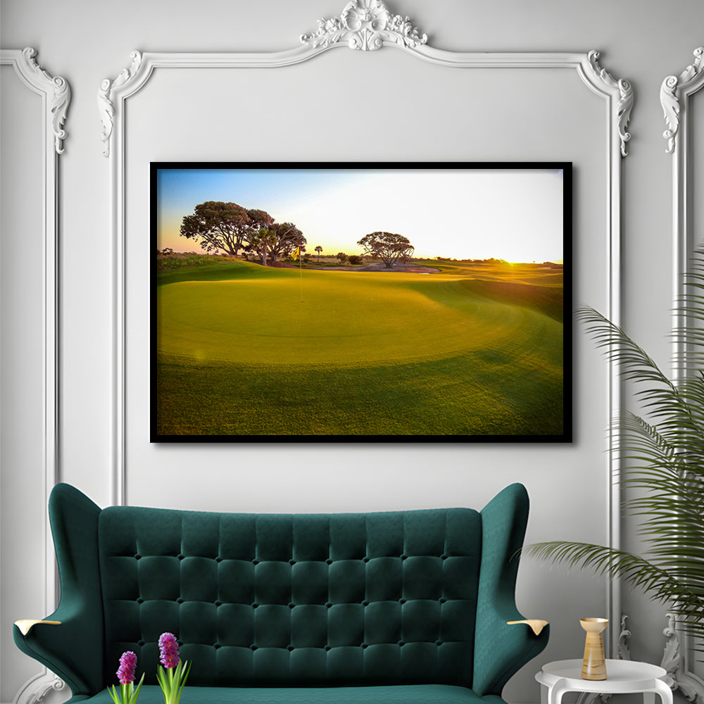 Sunrise On The Golf Course, Framed Art Print Wall Decor, Picture Framed