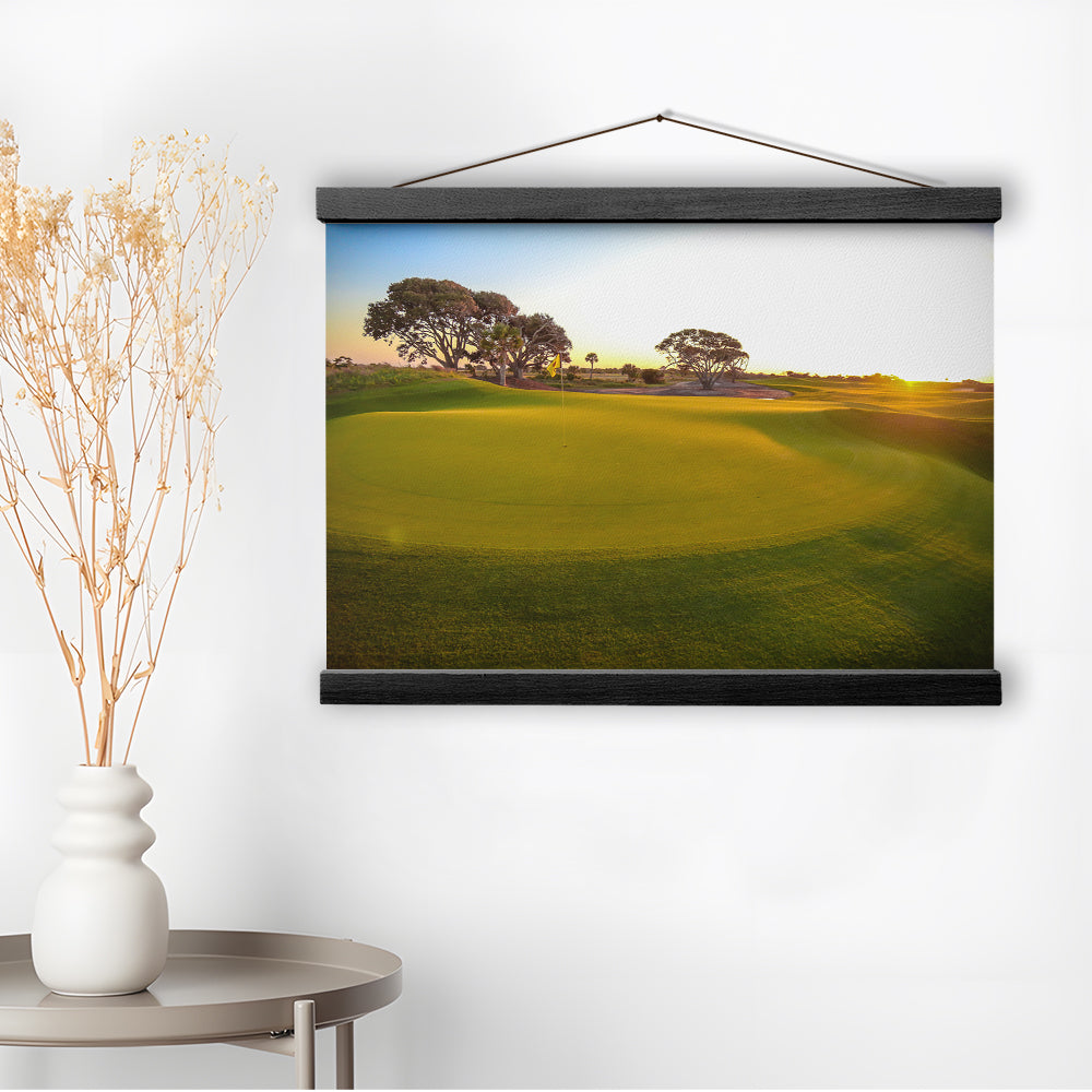 Sunrise On The Golf Course, Golf Art Print, Hanging Canvas Print Wall Art