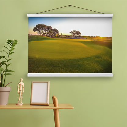 Sunrise On The Golf Course, Golf Art Print, Hanging Canvas Print Wall Art